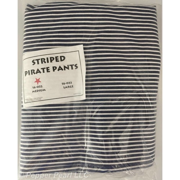 Striped Pirate Costume Pants Blue White Adult Medium Theater Halloween Cosplay - Picture 1 of 2